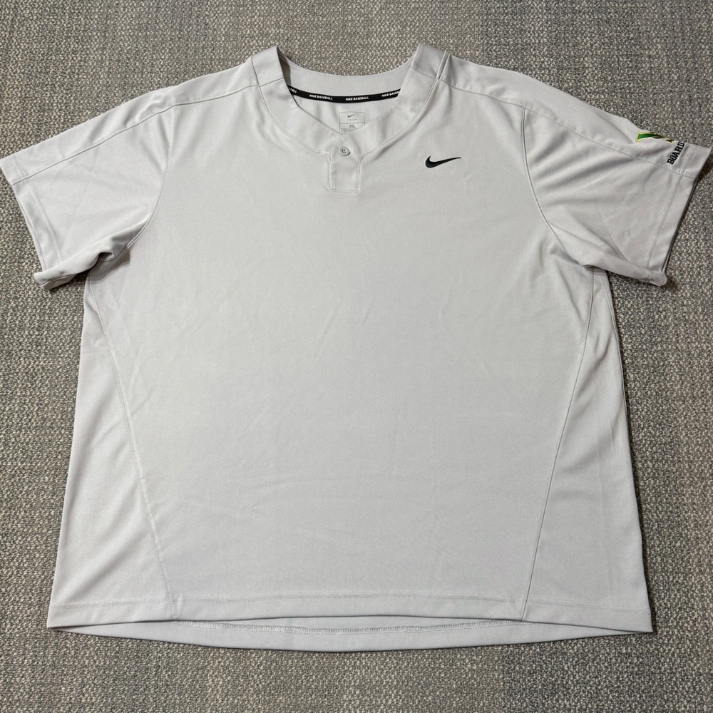 Nike‎ Team Engineered Dri-Fit Vapor One Button Baseball Jersey Gray Men's 3XL